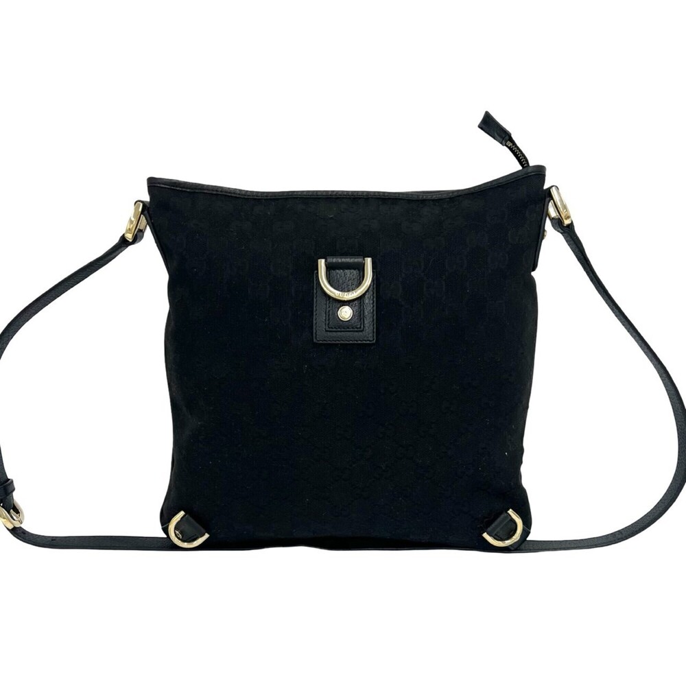 GUCCI Abbey GG Canvas Leather Genuine Shoulder Bag Pouch Sacoche Crossbody Bl...